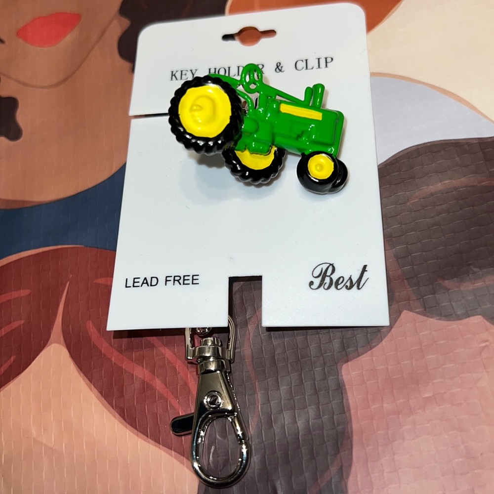 New Best Key Holder Purse Clip, Keychain Green Tractor